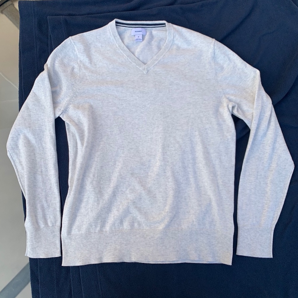 Grey Old Navy Cotton V neck Sweater